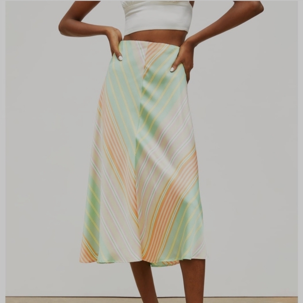 Zara Multicolor Striped A-Line Skirt